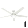 Thumbnail Indoor Ceiling Fan With Light, Remote, 60-inch, Fresh White, Casual-style — Ceiling Fans & Accessories, Hunter