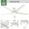 Thumbnail Indoor Ceiling Fan With Light, Remote, 60-inch, Fresh White, Casual-style — Ceiling Fans & Accessories, Hunter