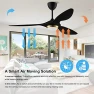 Thumbnail 52 Inch Black Modern Ceiling Fan with Light and Remote Control — Ceiling Fans, reiga