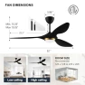 Thumbnail 52 Inch Black Modern Ceiling Fan with Light and Remote Control — Ceiling Fans, reiga