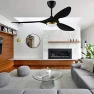 Thumbnail 52 Inch Black Modern Ceiling Fan with Light and Remote Control — Ceiling Fans, reiga