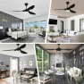 Thumbnail 52 Inch Black Modern Ceiling Fan with Light and Remote Control — Ceiling Fans, reiga