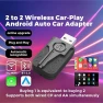 2-in-1 Wireless Adapter for CarPlay and Android Auto — Car Infotainment System, Auto Launcher