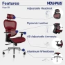 Thumbnail Ergonomic Office Chair with Lumbar Support, Adjustable Armrests, Headrest, and Wheels — Smart Chairs, Nouhaus