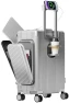 Thumbnail Aluminum Frame PC Carry On Luggage with Tri-Zone Access, Hard Shell, Brake Wheels, Cup Holder, and Phone Holder — Smart Luggage, feilario