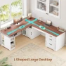 Thumbnail Farmhouse L Shaped Electric Standing Desk with Drawers and Shelves — Standing Desk, SEDETA