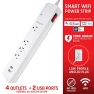 Thumbnail Smart Wi-Fi Power Strip with 4 Outlets and 2 USB Ports — Smart Plug, Energizer