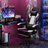Thumbnail Big and Tall Gaming Chair with Footrest, Massage Lumbar Support, and Wide Seat — Smart Chairs, Meilocar
