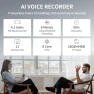Thumbnail Voice Recorder with Playback, 80GB Memory, Real-Time Transcription and AI Summary — Translator Device, Mipeggy