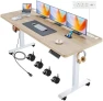 Thumbnail Adjustable Height Computer Desk with Wheels and Charging Station — Standing Desk, Legooin
