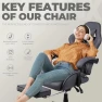 Thumbnail Fabric Gaming Chair with Pocket Spring Cushion, Massage, and Footrest — Smart Chairs, Dowinx