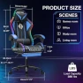 Thumbnail Gaming Chair with Bluetooth Speakers, RGB LED Lights, Massage Lumbar Support, and Retractable Footrest — Smart Chairs, VANSPACE