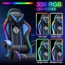 Thumbnail Gaming Chair with Bluetooth Speakers, RGB LED Lights, Massage Lumbar Support, and Retractable Footrest — Smart Chairs, VANSPACE