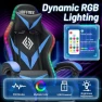 Thumbnail Gaming Chair with Bluetooth Speakers, RGB LED Lights, Massage Lumbar Support, and Retractable Footrest — Smart Chairs, VANSPACE