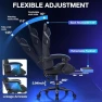 Thumbnail Gaming Chair with Bluetooth Speakers, RGB LED Lights, Massage Lumbar Support, and Retractable Footrest — Smart Chairs, VANSPACE