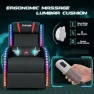 Thumbnail LED Gaming Massage Recliner Chair Racing Style Single Living Room Sofa — Massage Chairs, Homall