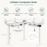 Thumbnail L Shaped Electric Standing Desk with Drawers, Keyboard Tray, Power Outlets & LED Lights — Standing Desk, RedLemon