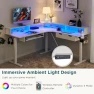 Thumbnail L Shaped Electric Standing Desk with Drawers, Keyboard Tray, Power Outlets & LED Lights — Standing Desk, RedLemon