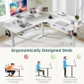 Thumbnail L Shaped Electric Standing Desk with Drawers, Keyboard Tray, Power Outlets & LED Lights — Standing Desk, RedLemon