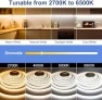 Thumbnail CCT COB LED Strip Lights, 65.6ft Dimmable 2700K-6500K 24V Tunable White LED Light Strip Kit, High Density CRI 90+ LED... — LED Strip Lights, AXMOTUT
