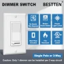 Thumbnail 2 Pack Dimmer Light Switch, Universal Lighting Control, Single Pole or 3 Way — Smart Switch, BESTTEN