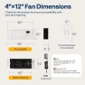 Thumbnail Register Booster Fan - 4'' x 12'' Opening with Adjustable Louver — Smart Fan, VIVOHOME