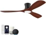 Thumbnail Smart Wood Flush Mount Ceiling Fan with Lights — Smart Fan, Hoenofly