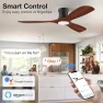 Thumbnail Smart Wood Flush Mount Ceiling Fan with Lights — Smart Fan, Hoenofly