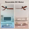 Thumbnail Smart Wood Flush Mount Ceiling Fan with Lights — Smart Fan, Hoenofly