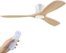 Thumbnail Smart Wood Flush Mount Ceiling Fan with Lights — Smart Fan, Hoenofly