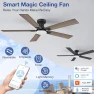 Thumbnail 52 Inch Ceiling Fans with Lights, Smart Low Profile Ceiling Fan with Light and Remote Control — Smart Fan, Hoenofly