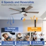 Thumbnail 52 Inch Ceiling Fans with Lights, Smart Low Profile Ceiling Fan with Light and Remote Control — Smart Fan, Hoenofly