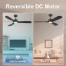 Thumbnail 52" Wood Smart Ceiling Fan with Lights Remote — Smart Fan, Hoenofly