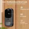 Thumbnail 3 in 1 Door Lock with Fingerprint, WiFi, Keyless Entry Smart Deadbolt, 2K HD Camera — Smart Lock, GHome Smart