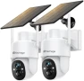 Thumbnail Solar Security Cameras Wireless Outdoor, 2K WiFi Cameras for Home Security, 360° PTZ Surveillance Camera with PIR, Color... — Security Camera, Techage