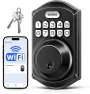 Thumbnail Wi-Fi Keyless Entry Door Lock with Keypad - Smart Deadbolt Lock for Front Door with 2 Keys — Smart Lock, TEEHO
