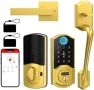 Thumbnail Smart Lock Front Door with Handle, Keyless Entry Door Lock Set, Fingerprint Smart Deadbolt with App Bluetooth,... — Smart Lock, SMONET
