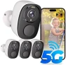 Thumbnail Upgraded 5G/2.4G WiFi Security Cameras Wireless Outdoor, 2K Battery Powered Home Indoor Camera with AI Motion Detection — Security Camera, ELECCTV