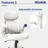 Thumbnail Ergonomic PU Leather Office Chair with Click5 Lumbar Support and FlipAdjust Armrests — Smart Chairs, Nouhaus