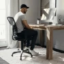 Thumbnail Mid-Back Swivel Desk Chair with Wheels, Mesh Back, Padded Seat, and Armrests — Smart Chairs, Flash Furniture