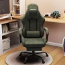 Thumbnail Gaming Chair Big and Tall, Green Leather with Footrest, Padded Linkage Armrests & Large Headrest — Smart Chairs, Furnistyle