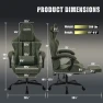 Thumbnail Gaming Chair Big and Tall, Green Leather with Footrest, Padded Linkage Armrests & Large Headrest — Smart Chairs, Furnistyle