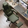 Thumbnail Gaming Chair Big and Tall, Green Leather with Footrest, Padded Linkage Armrests & Large Headrest — Smart Chairs, Furnistyle