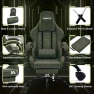 Thumbnail Gaming Chair Big and Tall, Green Leather with Footrest, Padded Linkage Armrests & Large Headrest — Smart Chairs, Furnistyle