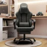 Thumbnail Gaming Chair Big and Tall, Green Leather with Footrest, Padded Linkage Armrests & Large Headrest — Smart Chairs, Furnistyle
