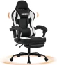 Thumbnail Gaming Chair Big and Tall, Green Leather with Footrest, Padded Linkage Armrests & Large Headrest — Smart Chairs, Furnistyle