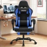 Thumbnail Gaming Chair Big and Tall, Green Leather with Footrest, Padded Linkage Armrests & Large Headrest — Smart Chairs, Furnistyle