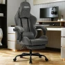 Thumbnail Gaming Chair Big and Tall, Green Leather with Footrest, Padded Linkage Armrests & Large Headrest — Smart Chairs, Furnistyle
