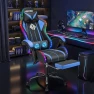 Thumbnail Gaming Chair with LED RGB Lights with Massage and Footrest — Smart Chairs, HOFFREE