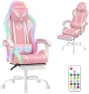 Thumbnail Gaming Chair with LED RGB Lights with Massage and Footrest — Smart Chairs, HOFFREE